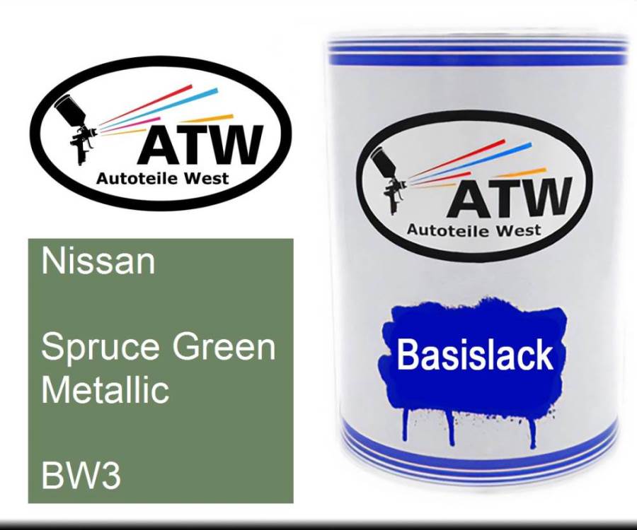 Nissan, Spruce Green Metallic, BW3: 500ml Lackdose, von ATW Autoteile West.